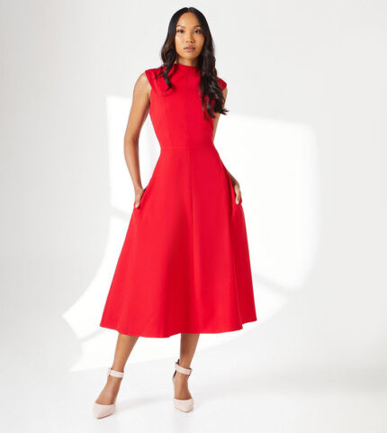 Structured Fit and Flare Midi Dress